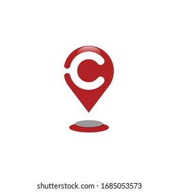 Simple initial C pin location logo vector icon design