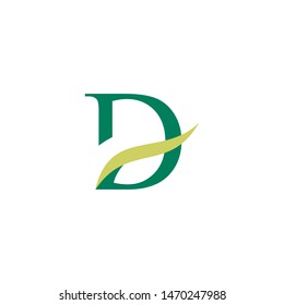 simple initial D letter with leaf concept logo design inspiration