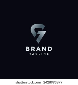 Simple Initial G Seven Spot Logo Design. Minimalist Initial Letter G Pin Logo Design.
