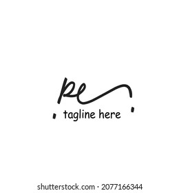 Simple Initial Re handwriting logo vector	