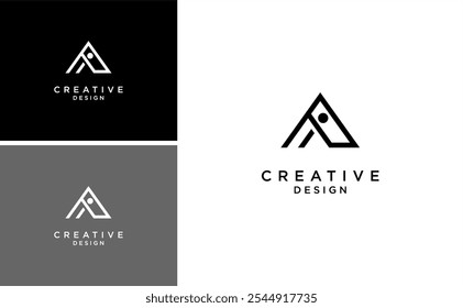 simple initial IP ,PI logo triangle vector technology business concept