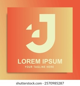 Simple Initial J Letter Logo on Gradient Background. Can be used for Business and Brand Logos. Vector Logo Design Template Elements