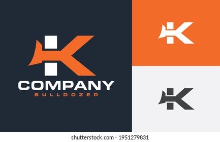 Simple Initial K Bulldozer Logo	