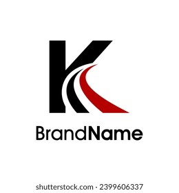Simple Initial K Combine with Road icon in two color. Logo Good for company related delivery, construction, travel and transportation.