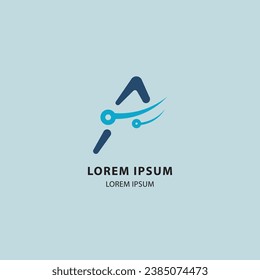 Simple Initial Letter "A" Technology Logo, isolated on background. Useable for Tech Branding Company or Tech Business Logo. Flat Vector Logo Design Template