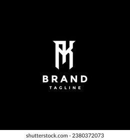 Diseño del logotipo AKM de la carta inicial simple. Diseño sencillo de la letra inicial A y el logotipo K.