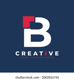 Simple Initial Letter B Logo. White and Red Shape A Letter Cutout Style. Usable for Business and Branding Logos. Flat Vector Logo Design Ideas Template Element.