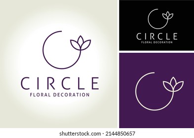 Simple Initial Letter C Leaf Flower Plant Line Art Floral Decoration logo design