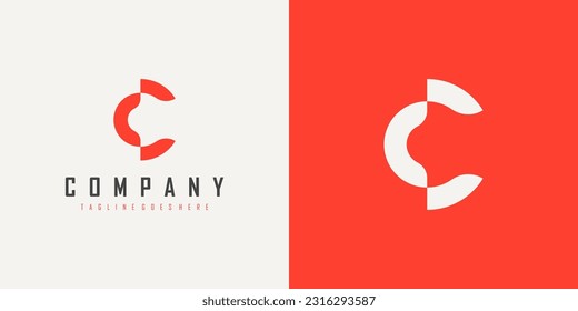 Logotipo de letra inicial simple C aislado en fondo doble. Usable para logotipos de empresas y marcas. Elemento de plantilla de diseño de logotipo de vectores planos.