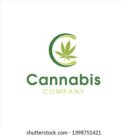 simple initial / letter C with marijuana logo design 