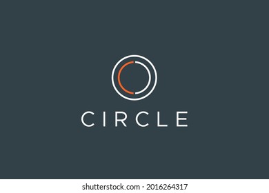 Simple Initial Letter C and O Circle Logo. White and Orange Geometric Circular Line isolated on Dark Background. Usable for Business and Branding Logos. Flat Vector Logo Design Template Element.