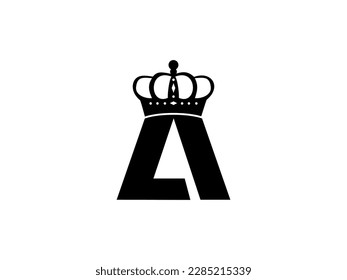 Simple Initial Letter A with Crown Logo. Letter and Crown vector isolated on white Background. Usable for Business, Travel, fashion, and Technology Logos. Flat Vector Logo Design Template Element.