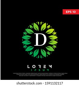 simple initial letter d nature leaf logo. modern icon, template design