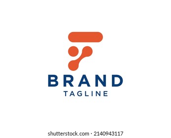 Simple Initial Letter F Logo. Orange Geometric Square Line isolated on White Background. Usable for Business and Branding Logos. Flat Vector Logo Design Template element