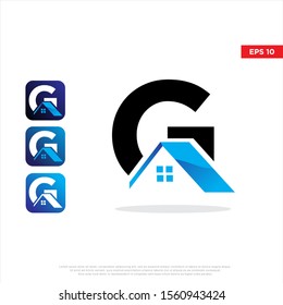 simple initial letter g home logo. modern icon template design
