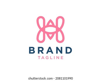 Simple Initial Letter H Logo. Red Geometric Shape Linear Style isolated on White Background. Usable for Business and Branding Logos. Flat Vector Logo Design Template Element.