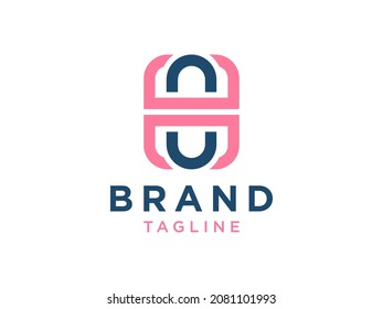 Simple Initial Letter H Logo. Red Geometric Shape Linear Style isolated on White Background. Usable for Business and Branding Logos. Flat Vector Logo Design Template Element.
