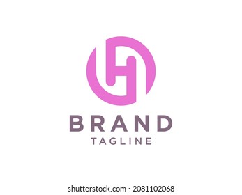 Simple Initial Letter H Logo. Red Geometric Shape Linear Style isolated on White Background. Usable for Business and Branding Logos. Flat Vector Logo Design Template Element.