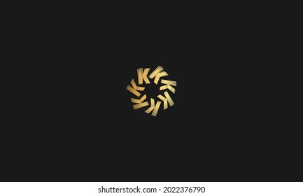 Simple Initial Letter K OR KK Logo. Monogram Linear Style isolated on BLACK Background. Usable for Business and Branding Logos. Flat Vector Logo Design Template Element.
