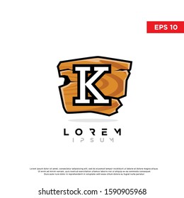 simple initial letter k on a wood logo. modern icon, template design