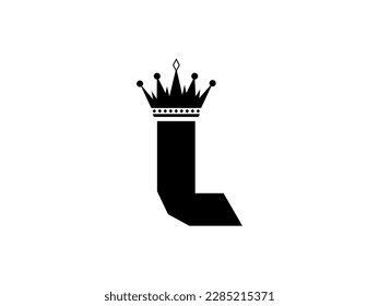 Simple Initial Letter L with Crown Logo. Letter and Crown vector isolated on white Background. Usable for Business, Travel, fashion, and Technology Logos. Flat Vector Logo Design Template Element.