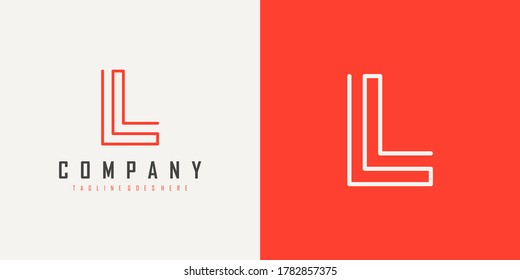 Simple Initial Letter L Logo. Monogram Linear Style isolated on White and Red Background. Usable for Business and Branding Logos. Flat Vector Logo Design Template Element.