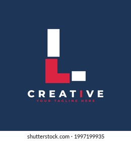 Simple Initial Letter L Logo. White and Red Shape A Letter Cutout Style. Usable for Business and Branding Logos. Flat Vector Logo Design Ideas Template Element.