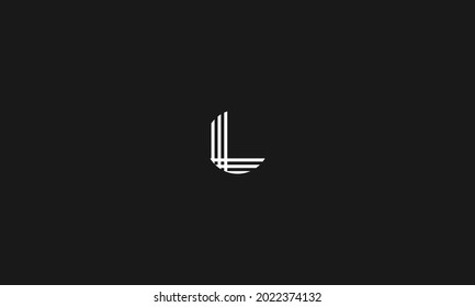 Simple Initial Letter L Logo. Monogram Linear Style isolated on BLACK Background. Usable for Business and Branding Logos. Flat Vector Logo Design Template Element.
