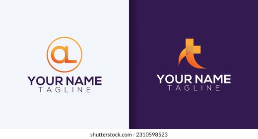 Letra inicial simple Logotipo A L T aislado en fondo doble. Usable para logotipos de empresas y marcas