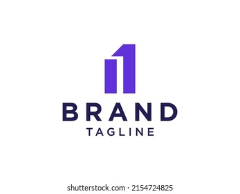 Simple Initial Letter I Logo. Blue Geometric Shape Origami Style isolated on White Background. Usable for Business and Branding Logos. Flat Vector Logo Design Template Element
