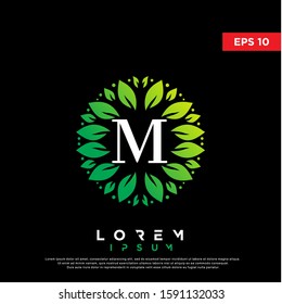 simple initial letter m nature leaf logo. modern icon, template design