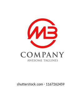 simple initial letter MB logo with circle shape background vector template

