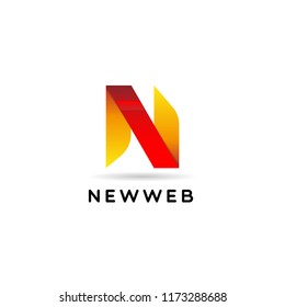 Simple Initial Letter N Ribbon Logo Sign Symbol Icon