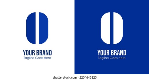 Simple Initial Letter O Logo or two arch pillars isolated on Double Background. Can Be Used for Business Logos and Branding. Flat Vector Logo Design Template Elements.