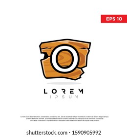 simple initial letter o on a wood logo. modern icon, template design