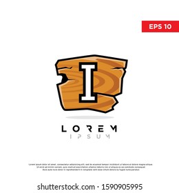 simple initial letter i on a wood logo. modern icon, template design