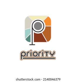 Logotipo de letra inicial simple P con paleta de color retro vintage