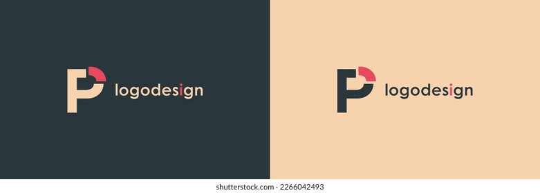 Simple Initial Letter P Logo. Blue and Red Shape P Letter Cutout Style isolated on Double Background. Usable for Business and Branding Logos. Flat Vector Logo Design Template Element.