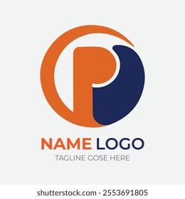 simple initial letter P logo icon with gradient colors