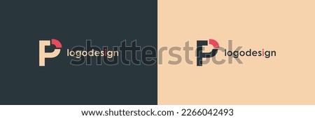 Simple Initial Letter P Logo. Blue and Red Shape P Letter Cutout Style isolated on Double Background. Usable for Business and Branding Logos. Flat Vector Logo Design Template Element. 商業照片 © 