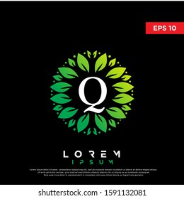 simple initial letter q nature leaf logo. modern icon, template design