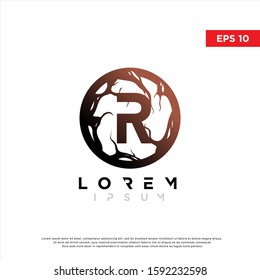 simple initial letter r root logo. modern icon, template design