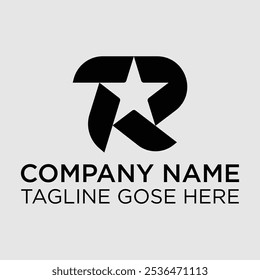 Concepto de Vector de logotipo de la estrella de la letra inicial simple. Diseño de logotipo de ilustración simple y moderno Initial R Combine con estrella. Logo puede utilizar para cualquier industria y trabajar también en tamaño Pequeño.