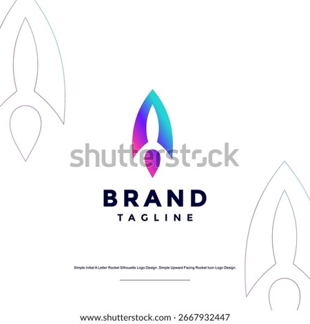 Simple Initial A Letter Rocket Silhouette Logo Design. Simple Upward Facing Rocket Icon Logo Design.