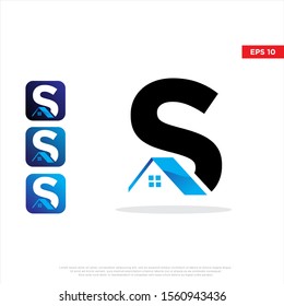 simple initial letter s home logo. modern icon template design