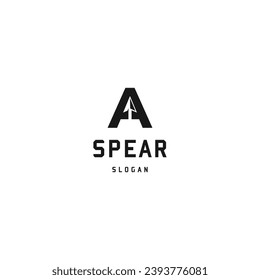 Simple Initial Letter A With Spear Head Logo Design On Isolated Background