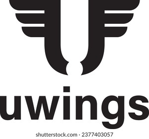 Simple Initial Letter U wings Logo isolated on Double Background. Usable for Business and Branding Logos. Flat Vector Logo Design Template Element