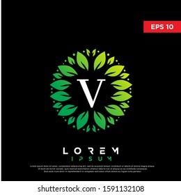 simple initial letter v nature leaf logo. modern icon, template design