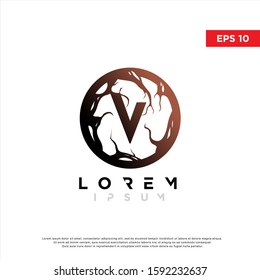 simple initial letter v root logo. modern icon, template design