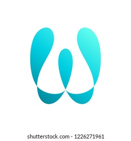 Simple initial letter W logo design with splash water shape